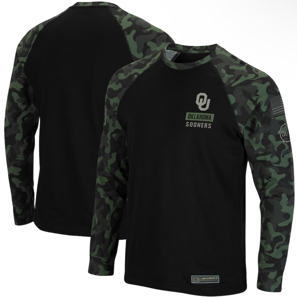 NWT Men’s Large Colosseum Oklahoma Sooners Long Sleeve Camo